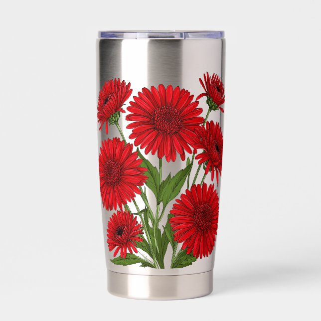 Botella Aislada Ramo de Gerbera Daisy Roja (Frente)