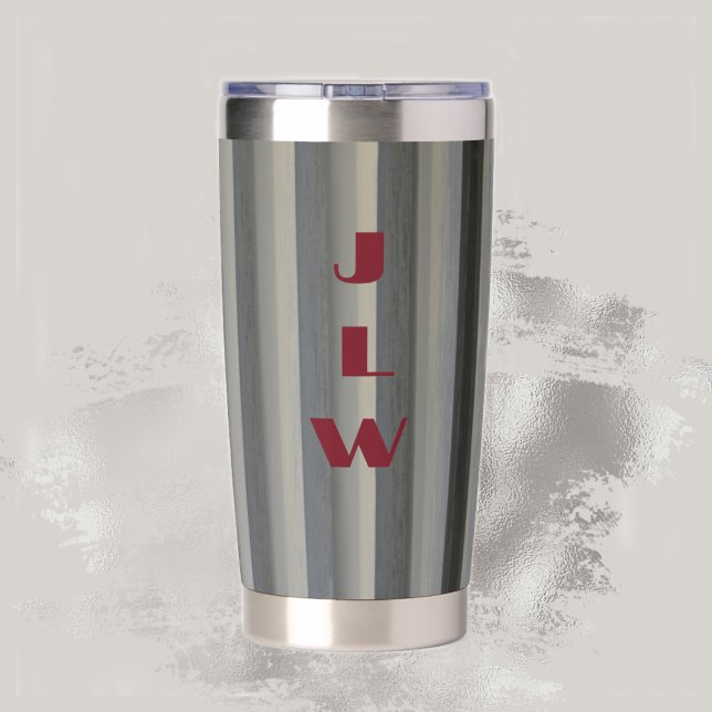 Botella Aislada Rayas monocromáticas gris de humo monogramadas (Subido por el creador)