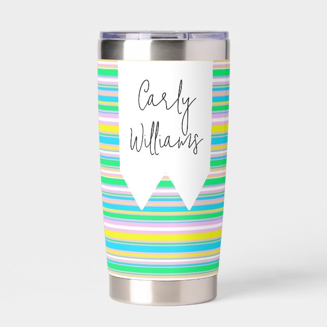Botella Aislada Rayas pastel personalizadas (Frente)