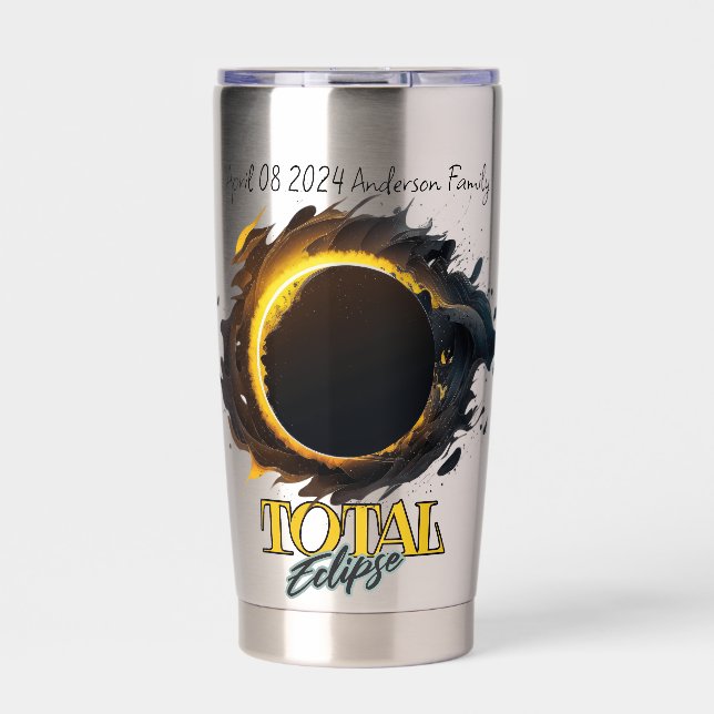 Botella Aislada Regalo de eclipse solar Personalizable 8 de abril  (Frente)