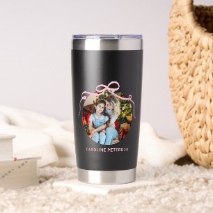 Botella Aislada Regalo de foto personalizado con lazo de cinta coq