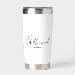 Botella Aislada Regalo de la dama de honor blanca Minimalista y gu