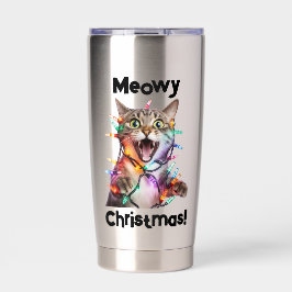 Botella Aislada Regalo de tumbler de gato de Navidades Meowy