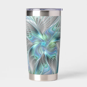 Botella Aislada Resumen de mariposa azul verde azul Fantasía arte 