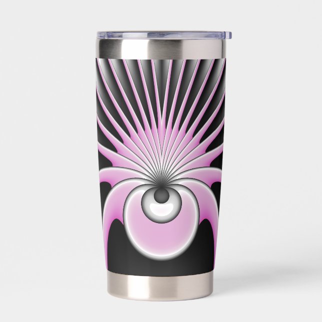 Botella Aislada Resumen moderno Arte fractal Figura negra rosa gri (Izquierdo)