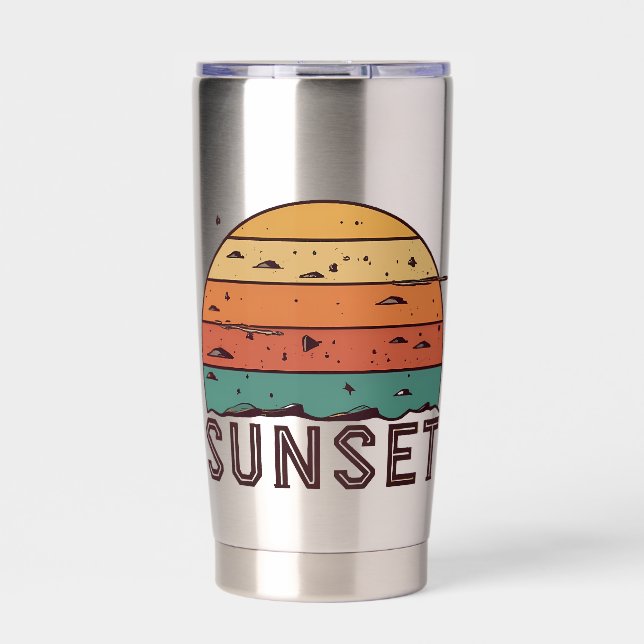 Botella Aislada Retro Sunset Horizon Gráfico Mug' (Frente)