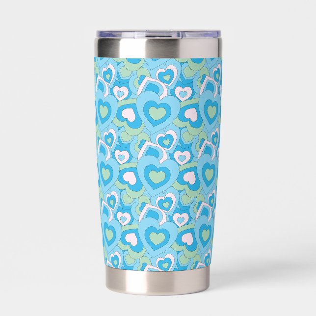 Botella Aislada Retro Turquoise Heart Tumbler (Frente)