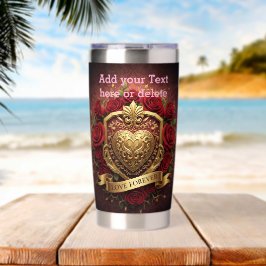 Botella Aislada Rosa de corazón de oro de lujo personalizada para 