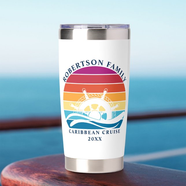 Botella Aislada Rueda de crucero Retro Sunset Family Nautical (Subido por el creador)