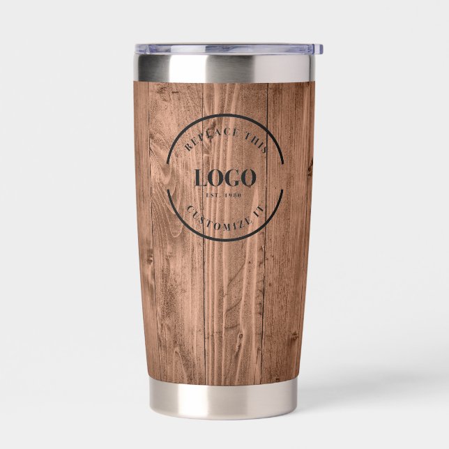 Botella Aislada Rustic Wood Grain Branded with logo Website (Izquierdo)
