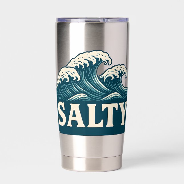 Botella Aislada Salty Teal Blue Surf Beach Waves | Coastal Life (Frente)