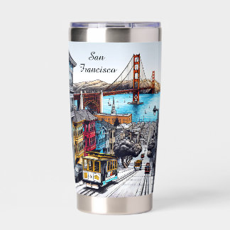 Botella Aislada San Francisco, California Comic Book Style Art