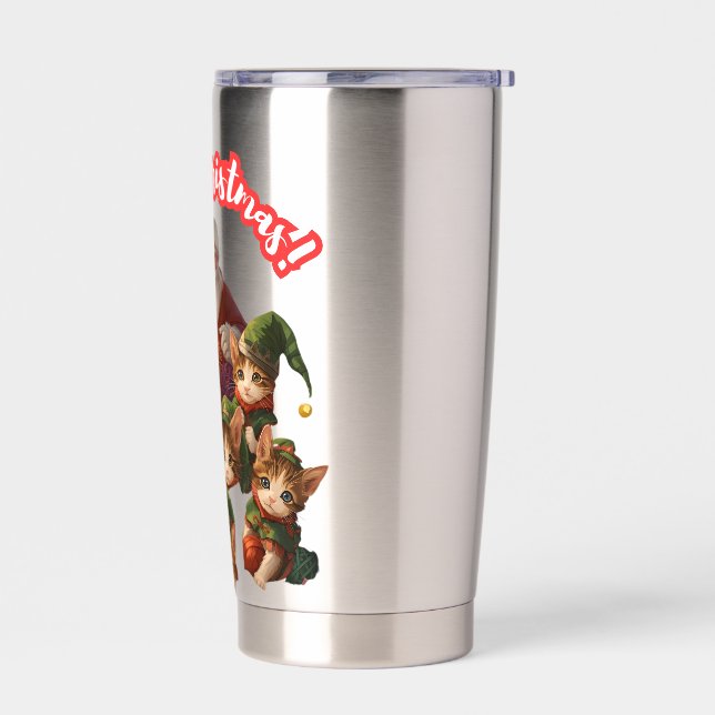 Botella Aislada Santa and Elf Cats – Meo Christmas Cute Holiday (Izquierdo)