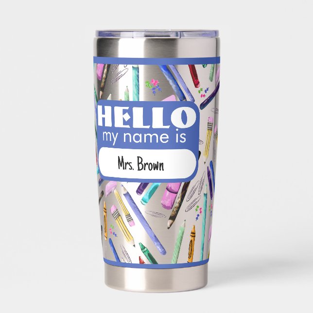 Botella Aislada School supplies pattern (Frente)