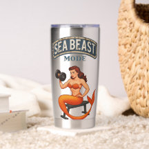 Sea Beast Mode Mermaid - Retro Pin-Up Gym Fitness