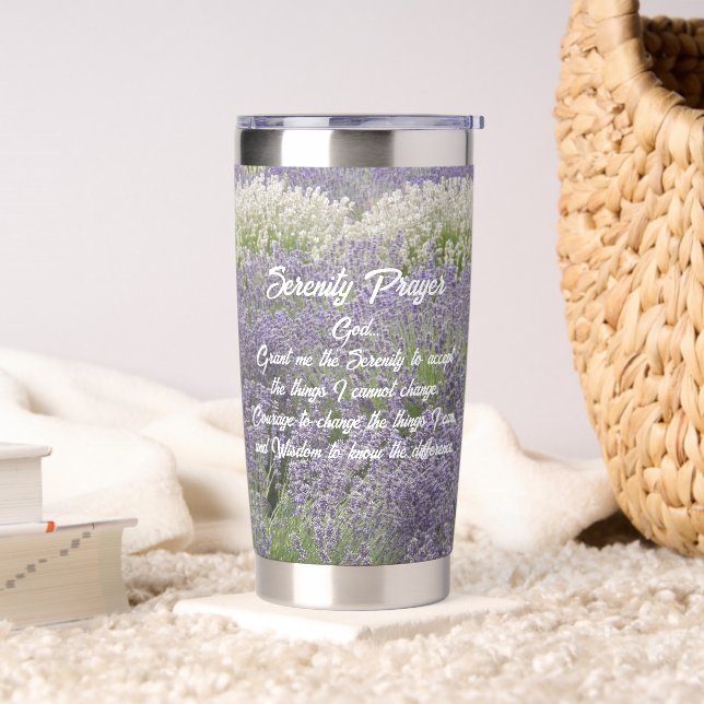 Botella Aislada Serenity Prayer Lavender Garden Floral (Sala de estar)