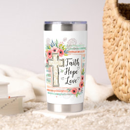 Botella Aislada Shabby Chic floral Faith Hope Love