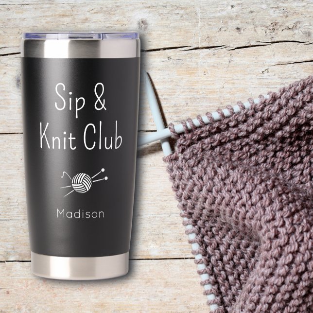Botella Aislada Sip And Knit Club Knitting Lovers Custom (Subido por el creador)