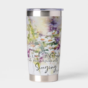 Botella Aislada Sirve al Señor con flores de alegría