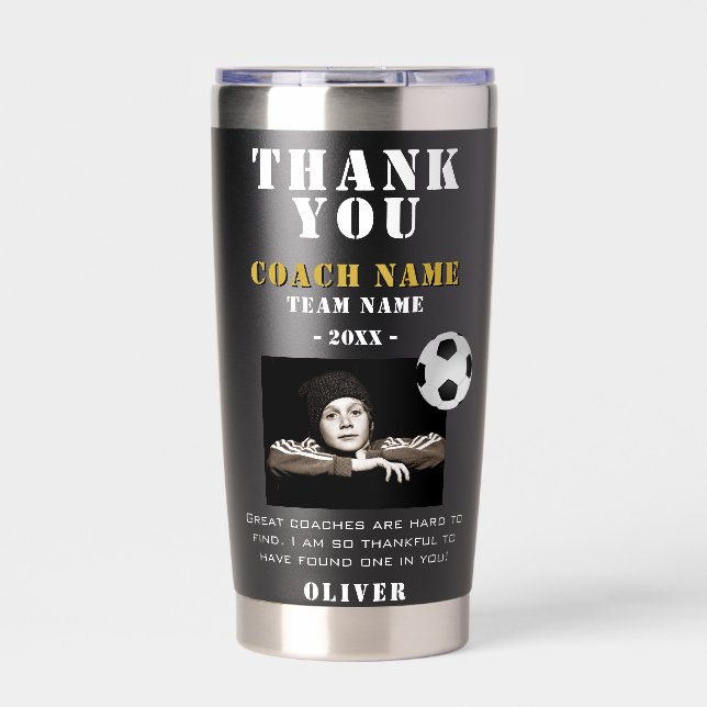 Botella Aislada Soccer Football Sports Photo Thank you Coach  (Frente)