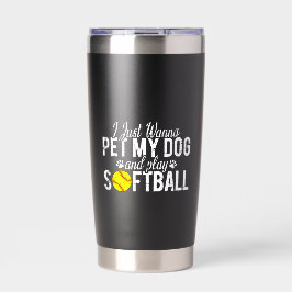Botella Aislada Sólo Quiero Acariciar A Mi Perro Y Jugar Softbol