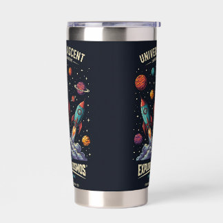 Botella Aislada SpaceRocket Launch Explore Cosmos Dark Tumbler