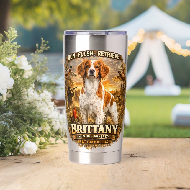 Botella Aislada Spaniel Bretón (Boda (girado))