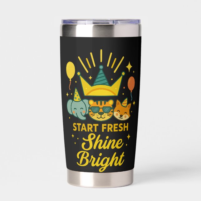 Botella Aislada Start Fresh, Shine Bright (Frente)