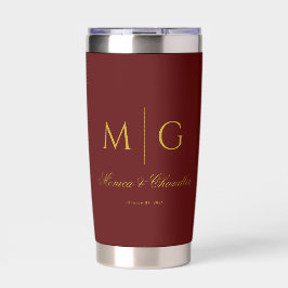 Botella Aislada Stylish Monogram With Couple Name Maroon