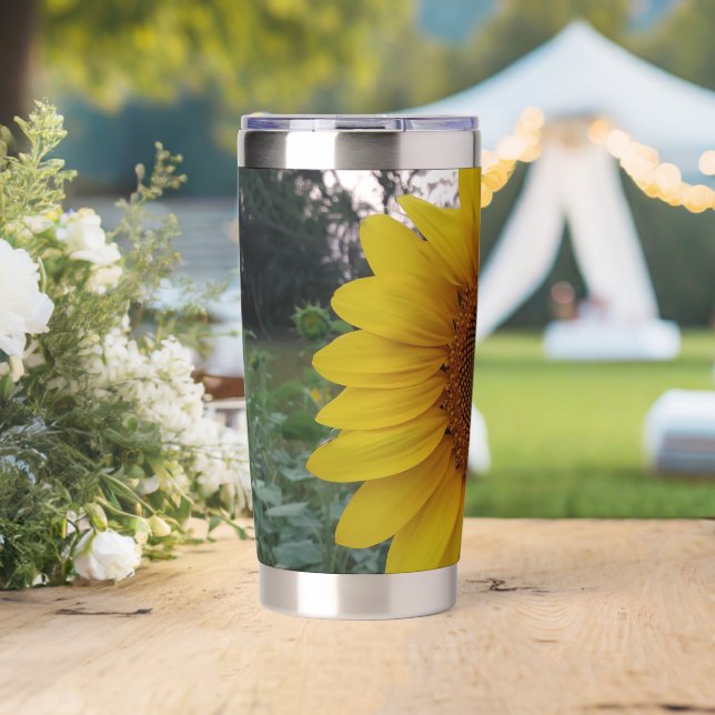 Botella Aislada Stylish Sunflower Print (Boda (girado))