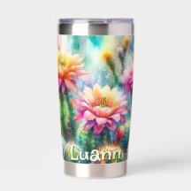 Suculento Cacti Personalizado con Flores de Agua