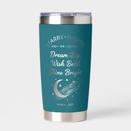 Botella Aislada Sueña Grande, Brilla Fuerte, Taza Aislada Verde Az