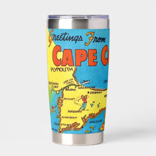 Botella Aislada Taza aislada con mapa de Cape Cod Mass
