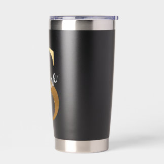 Botella Aislada Taza aislada negra con monograma dorado, Brilla S