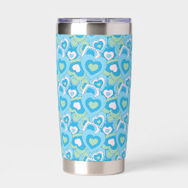 Botella Aislada Taza con Corazón Turquesa Retro