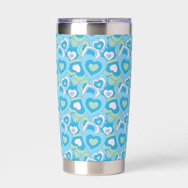 Botella Aislada Taza con Corazón Turquesa Retro (Frente)
