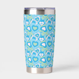 Botella Aislada Taza con forma de corazón retro turquesa