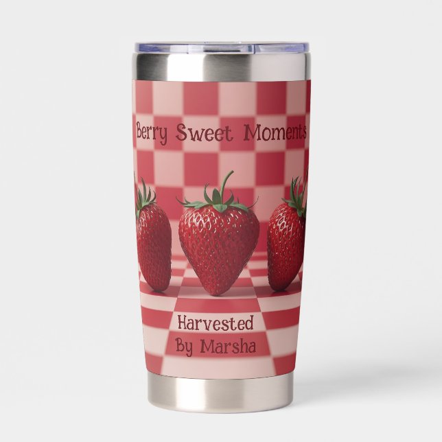 Botella Aislada Taza de Fresa Cuadrada Roja Dulce de Frutas (Frente)