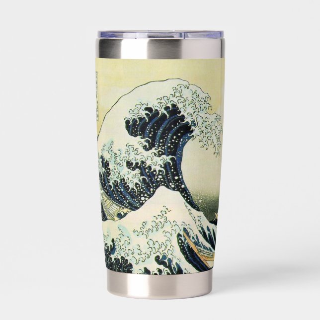 Botella Aislada Taza de Hokusai Gran Ola (Frente)