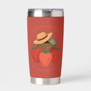 Botella Aislada Taza de receta familiar de fresa roja rústica