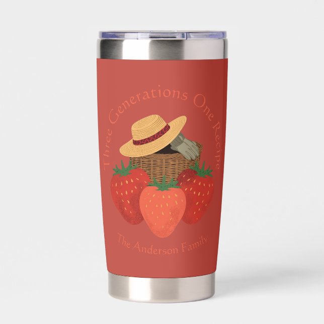 Botella Aislada Taza de receta familiar de fresa roja rústica (Frente)