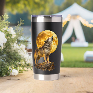 Botella Aislada Taza de viaje para wilderness Lobo Majestuoso de l