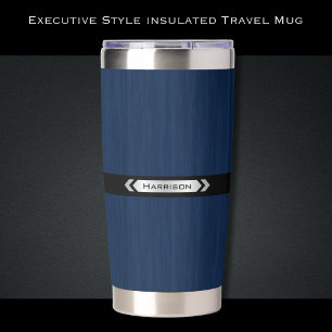Botella Aislada Taza de viaje premium con monograma azul marino ej