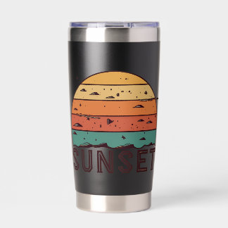 Botella Aislada Taza Gráfica del Horizonte de la Puesta de Sol Ret