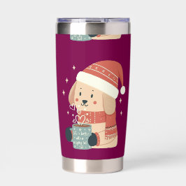 Botella Aislada Taza Perro de Navidad Gorro Bufanda Pastel - La vi