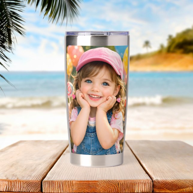 Botella Aislada Taza Personalizada Aislada con Foto Personalizada (Playa (girada))