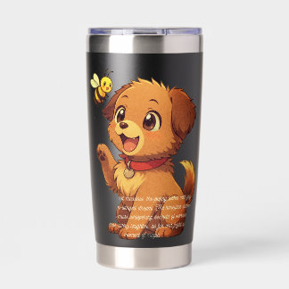 Botella Aislada Taza térmica de cachorro lindo y abeja 