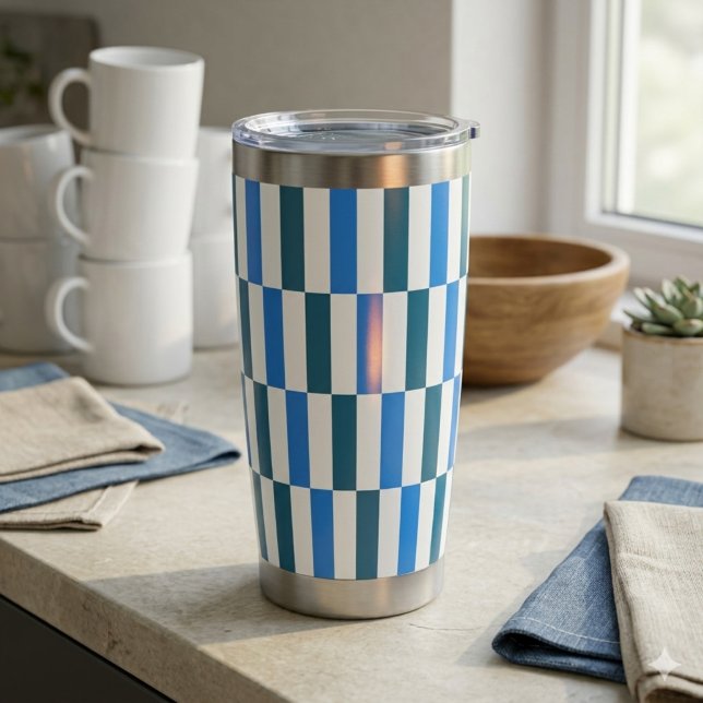 Botella Aislada Taza Térmica de Flujo de Línea Azul (Subido por el creador)