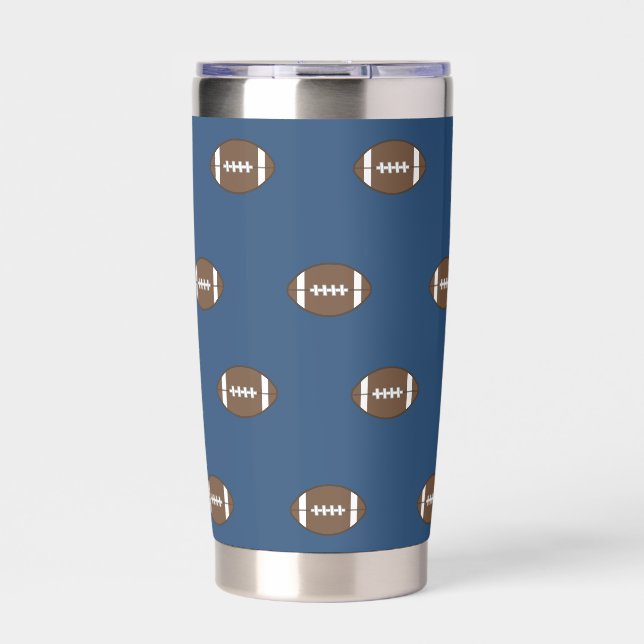 Botella Aislada Taza térmica de fútbol azul  (Frente)