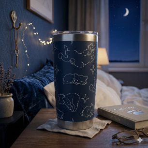 Botella Aislada Taza térmica Sleepy Cat – Patrón de Gato Durmiendo